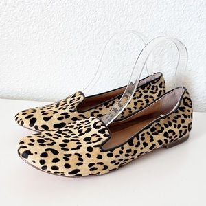 J.Crew Cora Leopard Print Calf Hair Slip on Loafers Size 8